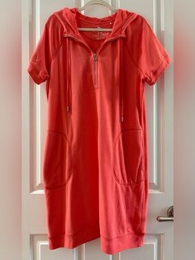 Tommy Bahama Vintage Short-Sleeve Hoodie Dress Coral SZ XL